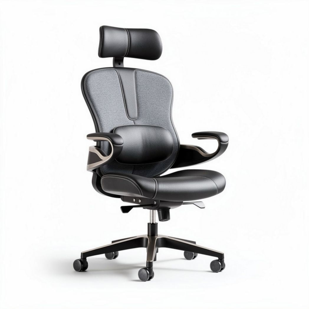 Ergonomic office chair with adjustable headrest and lumbar support black and gray 70 x 70 x 130cm
