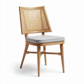 Natural rattan dining chair with wooden frame and gray cushion 40 x 45 x 85cm