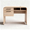Wooden desk with storage drawers and open shelf 120 x 60 x 75cm in natural finish
