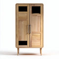 Wooden storage cabinet with two doors and open shelving 80 x 40 x 120cm