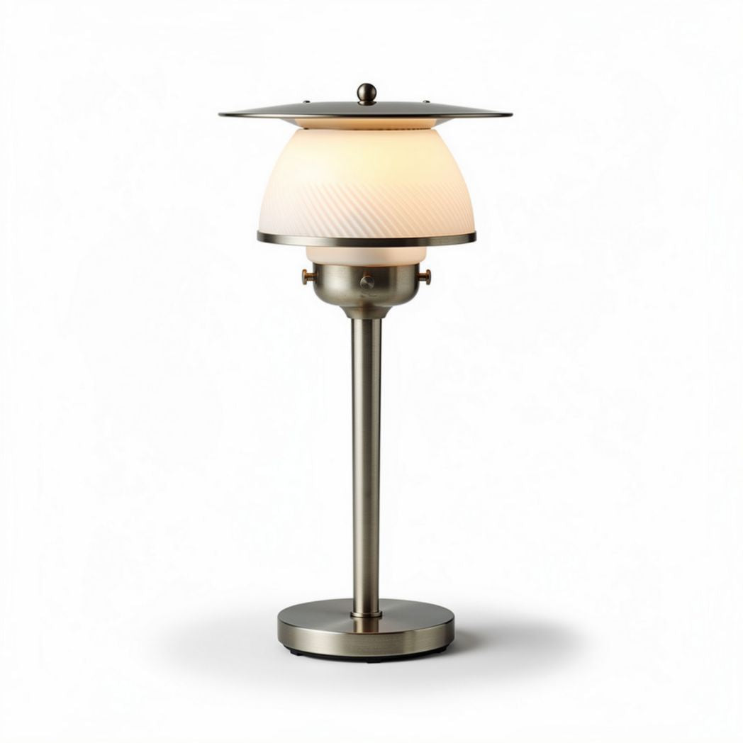 Table lamp with metal base and glass shade 25 x 25 x 45cm for indoor use