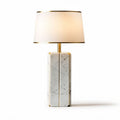 Marble table lamp with gold accents and white fabric shade 25 x 25 x 50cm