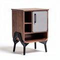 Wooden nightstand with storage compartment and black metal legs 45 x 40 x 60cm