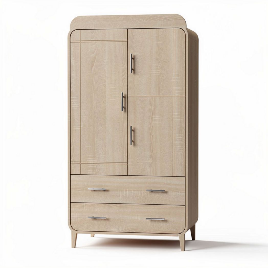 Wooden storage cabinet with two doors and two drawers 80 x 40 x 180cm