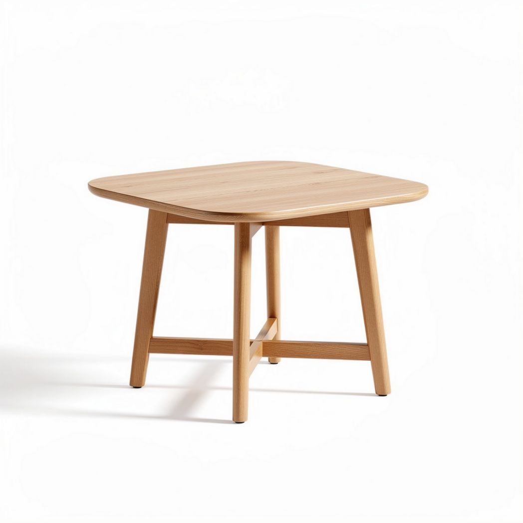 Wooden square coffee table for living room 80 x 80 x 75cm natural finish