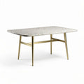 Terrazzo dining table with gold metal legs 150 x 90 x 75cm