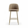 Upholstered bar stool with brass legs in beige fabric 45 x 50 x 100cm