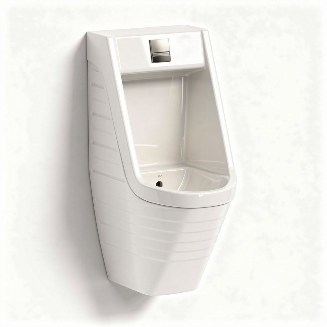 Wall-mounted urinal made of ceramic in white color for commercial use