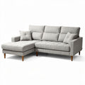 Gray fabric sectional sofa with wooden legs and removable cushions 180 x 90 x 80cm