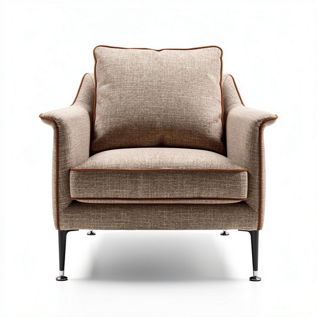 Upholstered armchair in beige fabric with metal legs 80 x 90 x 85cm