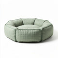 Pet bed round shape quilted fabric green color 70 x 70 x 20cm